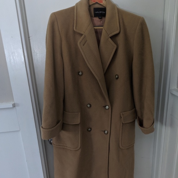 Vintage Jackets & Blazers - Vintage 80s Mohair Wool Double Breasted Coat Tan 8